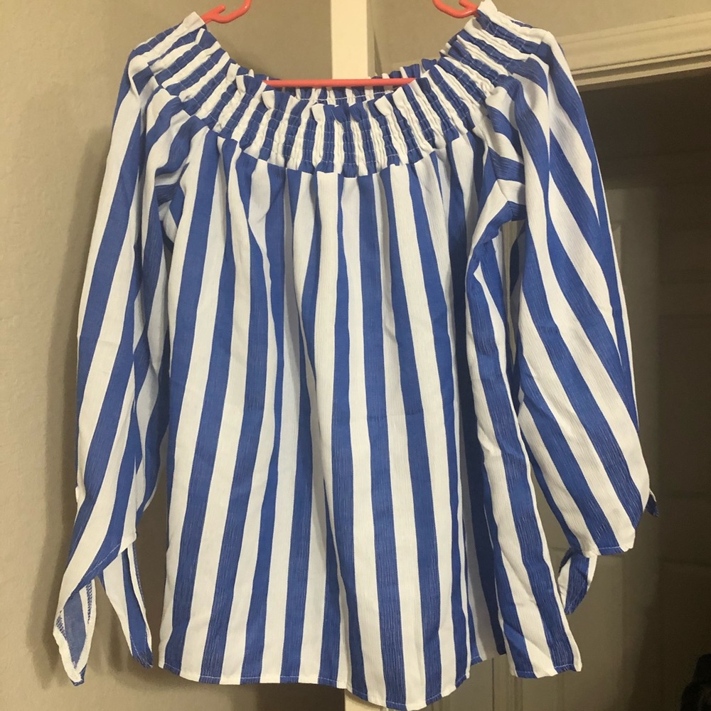 Women’s XL Striped Off Shoulder 3/4 Sleeve